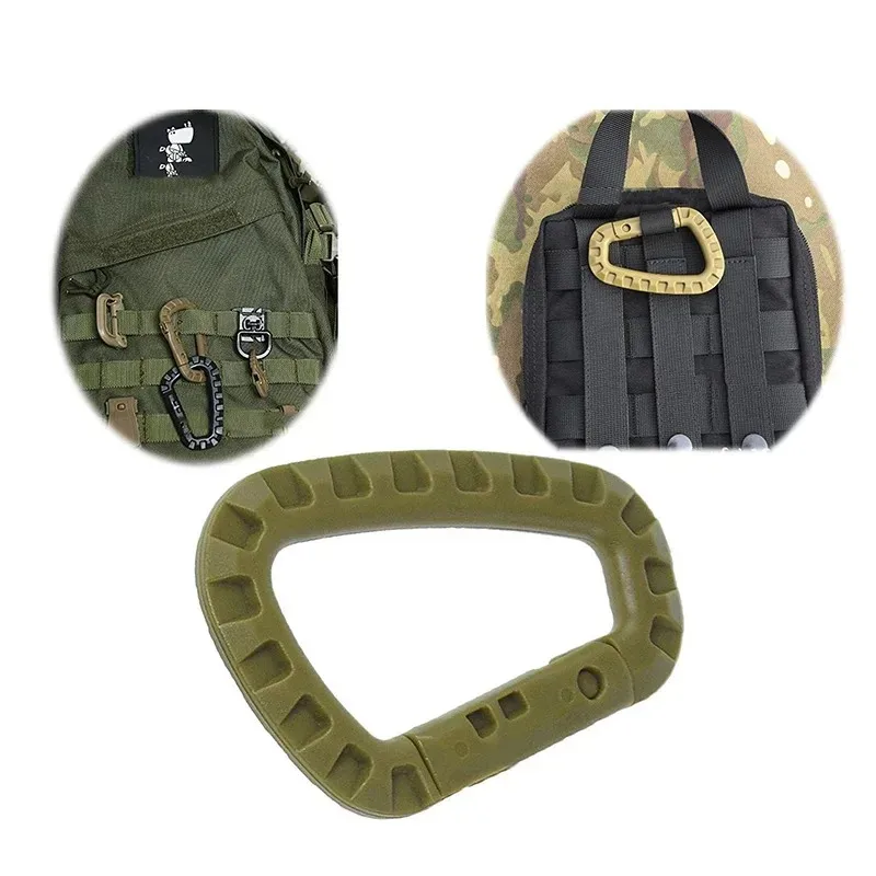 5/10/15/20pcs Tactical D-Shape Plastic Carabiner With Hard Spring Snap Clip ITW Keychain Gear Hook For Outdoor Camping Tools photo 3