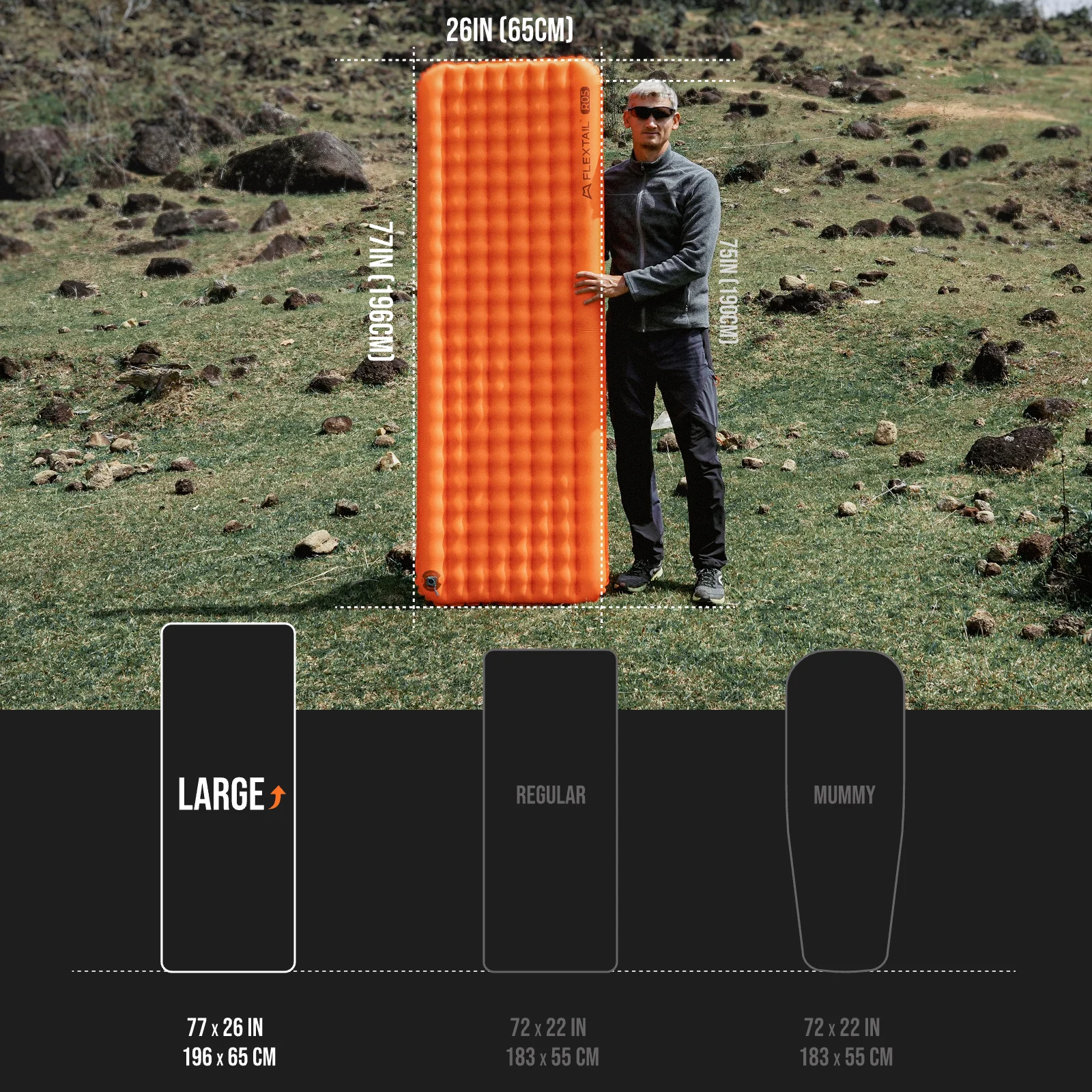 FLEXTAIL TINY SLEEPING PAD R05 – 196cm Insulated Sleeping Pad, R 5.6 Inflatable Air Mat, 4 Seasons Outdoor Camping Air Mattress photo 3