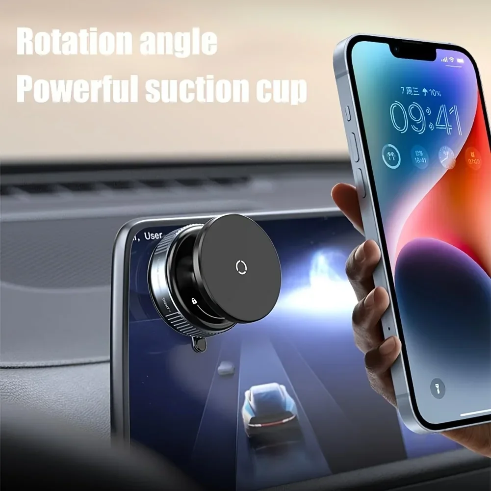 Vacuum Adsorption Magnetic Car Phone Holder 360° Rotatable Foldable Dashboard Phone Mount Strong Suction photo 2