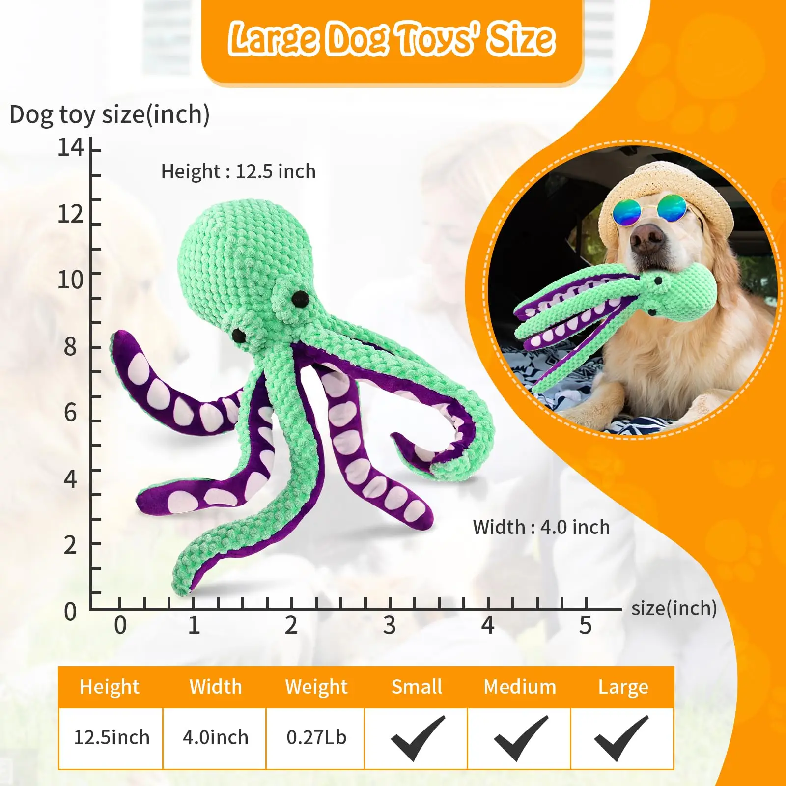 Squeaky Octopus Plush Dog Toy Indestructible Teething Chew Toy Interactive Sound Pet Stress Relief Boredom Toy for Dogs and Cats photo 6