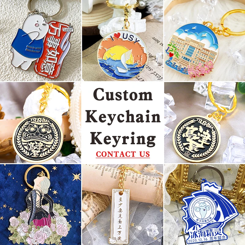 [Minimum 10pcs]Custom Enamel Keychain Personalized Enamel Keyring Graduation Diy Anime Make Metal Gift Back Card Free Design photo 2