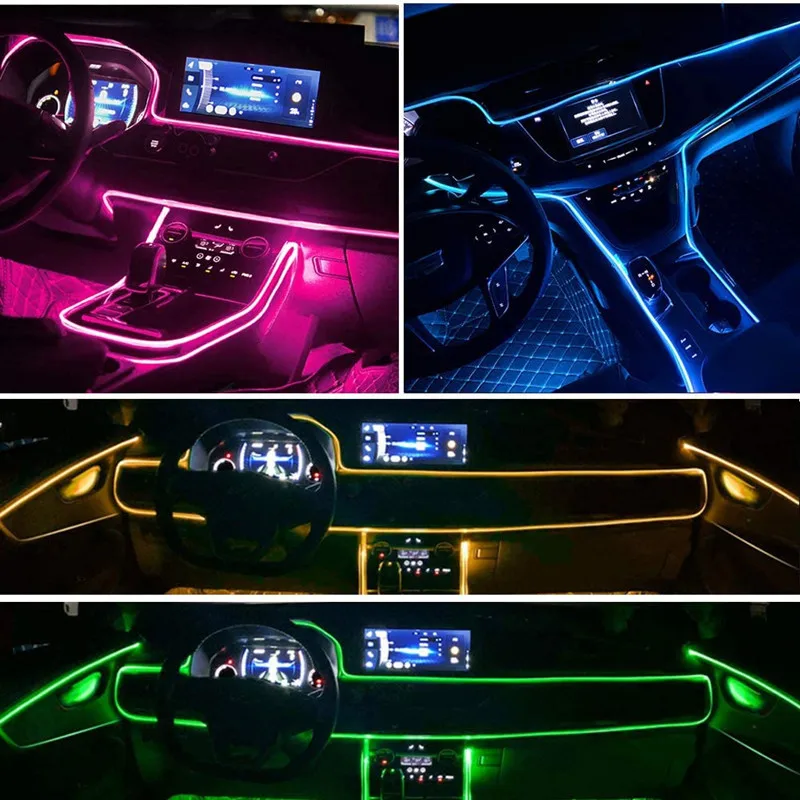 Car RGB Ambient LED Light Strip USB Fiber Optic Atmosphere Lamp Neon Interior Console Decoration Lights colorful 1/2/3/4/5M photo 5