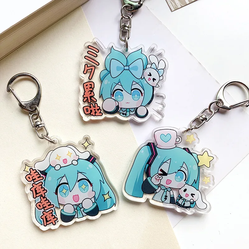Hatsune Miku Acrylic Keychain Cute Girl Anime Peripheral Creativity Cute Backpack Pendant Decor Fashion Surprise Couple Toy Gift photo 2