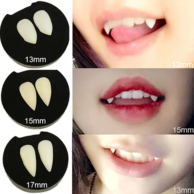 1pair Adult Kids Halloween Fake Dentures Teeth Bloodcurdling Vampire Werewolves Fangs Costume Halloween Costume DIY Cosplay photo 1
