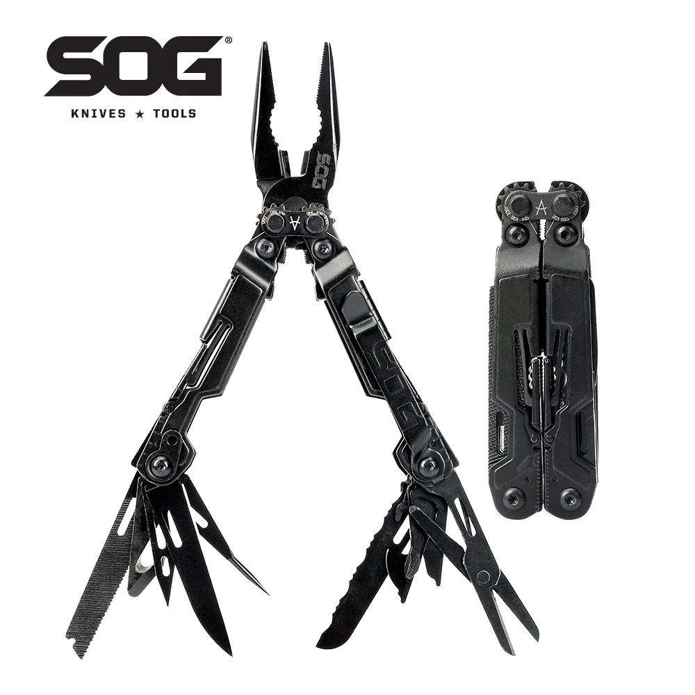 SOG 18 in 1 PowerPint Mini Multi-tool Stainless Steel Pocket EDC Multifunctional Pliers with Folding Knife Screwdrivers Scissors For Survival Fishing Hiking Cycling Travel DIY Home Emergency Repair Portable Camping Tools and Safety Equipment Gift For Men photo 1