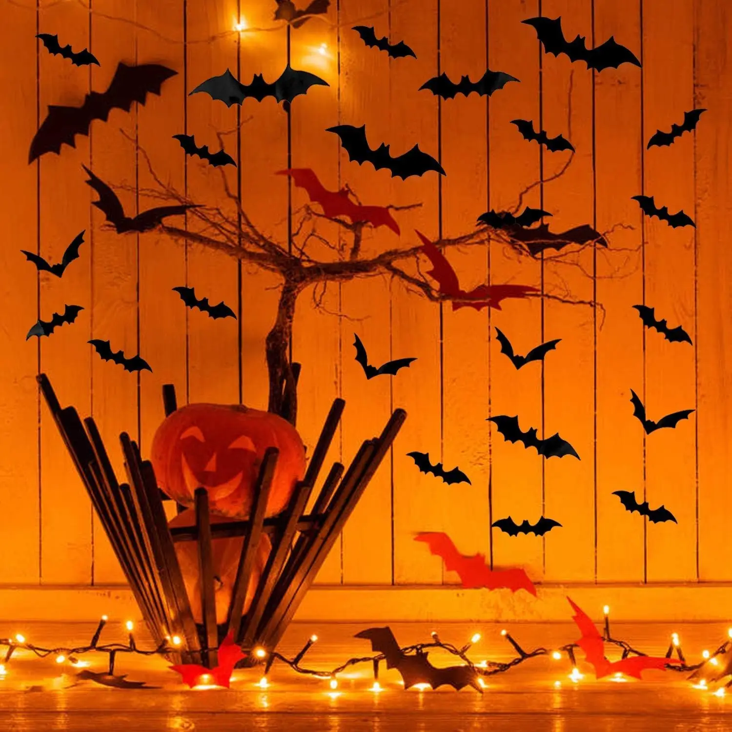 Bats Wall Decor 120 Pcs 3D Bat Halloween Decoration Stickers for Home Decor 4 Size Waterproof Black Spooky Bats for Room Décor photo 2