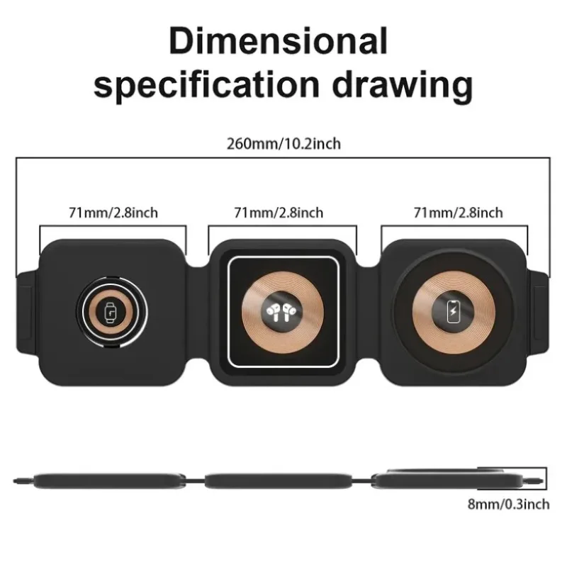 3-in-1 Folding Magnetic Wireless Charger Phone Stand Auto-alignment for iPhone 16 15 14 13 iWatch Airpods Fast Charging Station photo 6