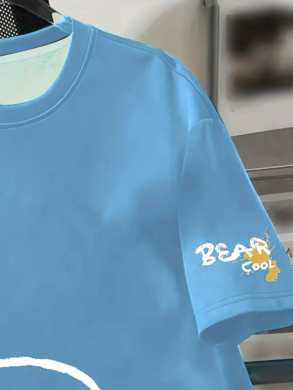 Summer Men's Round Neck Breathable T-Shirt with Cartoon Bear Print Pattern Suitable for Daily and Weekend Gifting to Friends photo 6