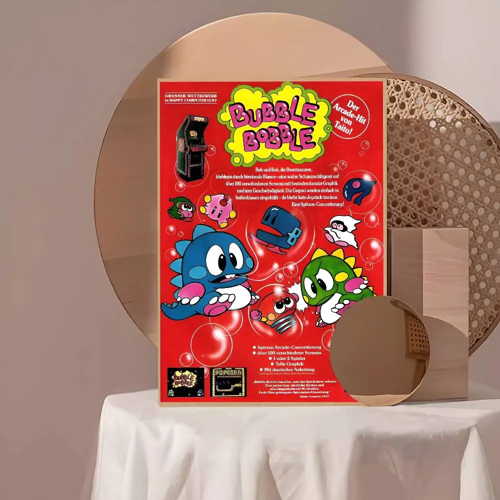 Arcade Game B-Bubble-B-Bobble Anime Posters Sticky Decoracion Painting Wall Art White Kraft Paper Wall Decor photo 6