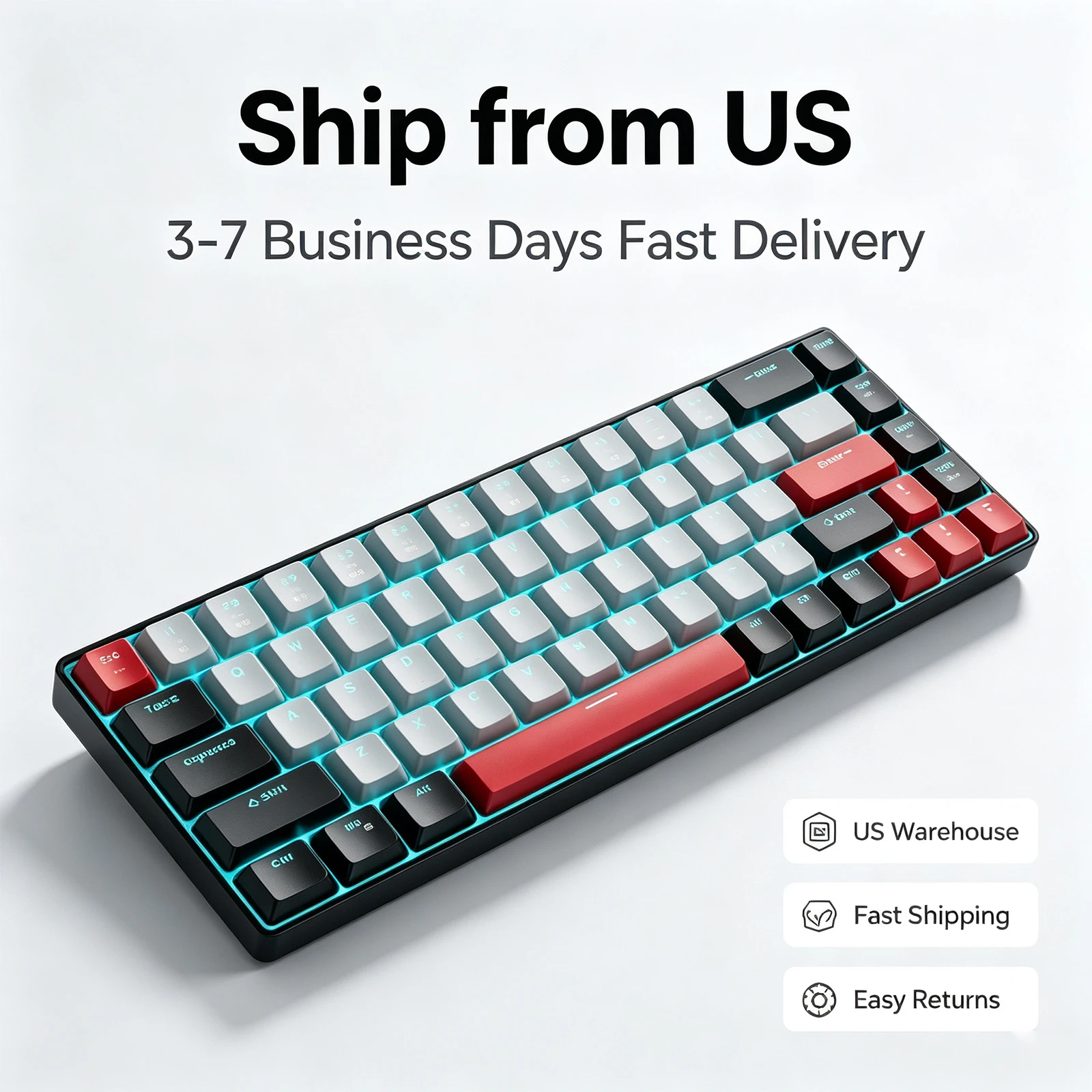 FocusOnPC MK-BOX Portable 60% Mechanical Gaming Keyboard, 68 Keys Compact Wired Keyboard with LED Backlight for Gaming & Office, Compatible with PC, Laptop & Mac, Free Random Mouse Pad Included photo 2