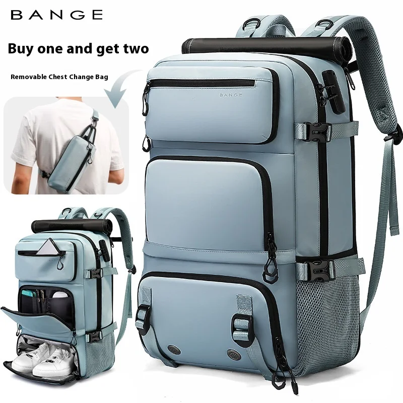 BANGE Expandable Men's Backpack Waterproof 17.3 in Laptop Backpack Man Large Capacity Hiking Travel Bag Male Backpacks for Men photo 6