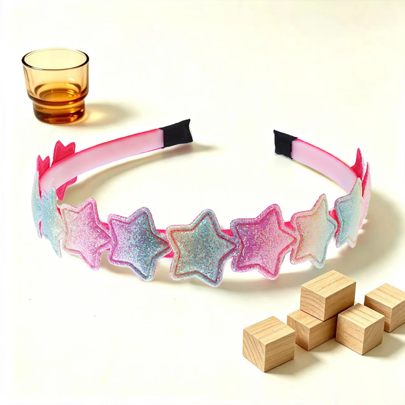 Gradient Glitter Star Headband for Girls Anti-slip Hard Hair Hoop Daily & Party Photo Prop, Sweet Princess Hair Accessories photo 4