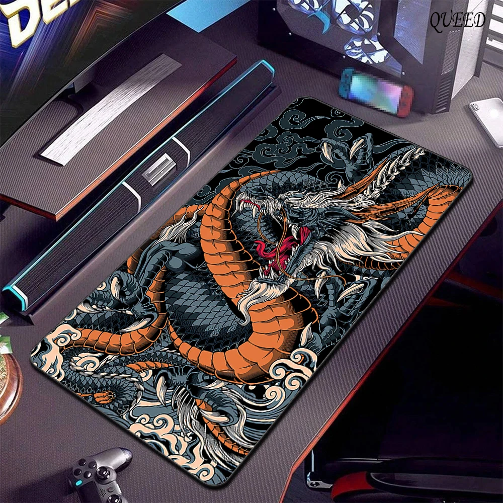 Black and White Dragon Large Mouse Mat Gaming Mousepad Big Rubber Base Mouse Pad Purple Deskpad Eyboard Mats Mousepads 400x900 photo 5
