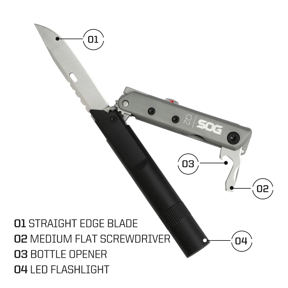 SOG BATON Q2 4 in 1 Multifunctional Tactical Pen Mini Pocket Tools EDC Compact Multi-Tool LED Flashlight Outdoor Survival Tools photo 2