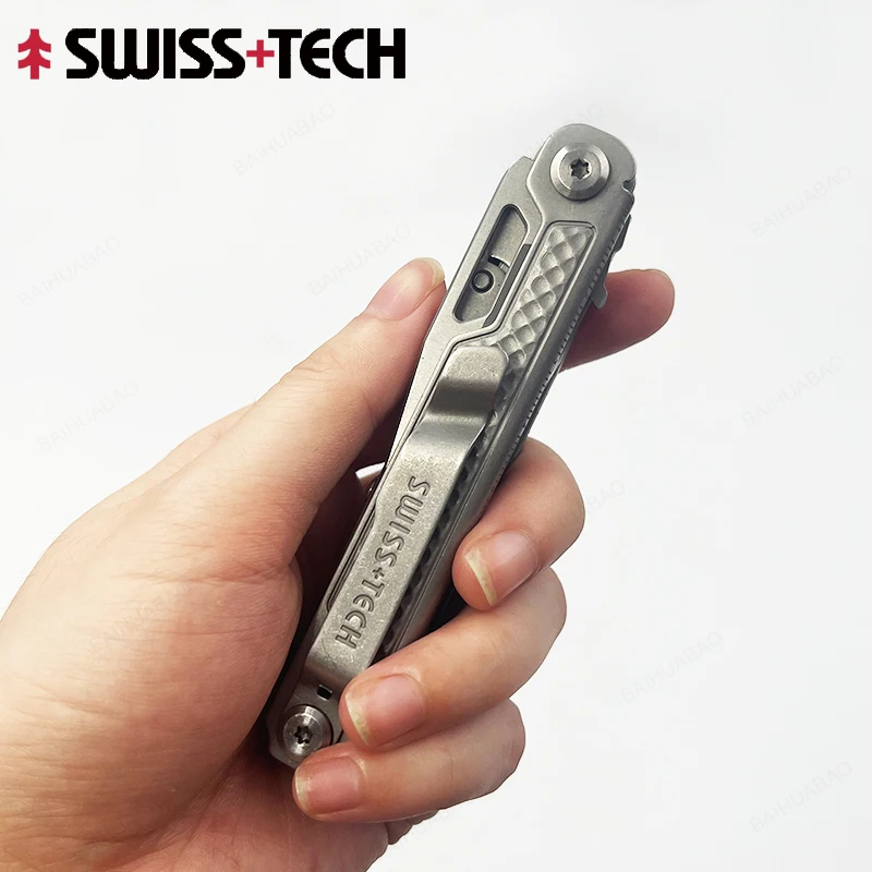 SWISS TECH 11 in 1 Mini Multitool Knife Folding EDC Outdoor Camping Survival Tools Scissors Screwdriver Multi Tool with Clip photo 1
