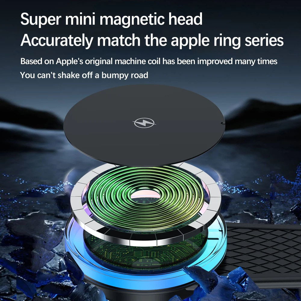 AIXXCO Car Phone Holder Magnetic Wireless Charger 15W Fast Charging Car Charger Holder For iPhone 16 15 14 13 Pro Max photo 3