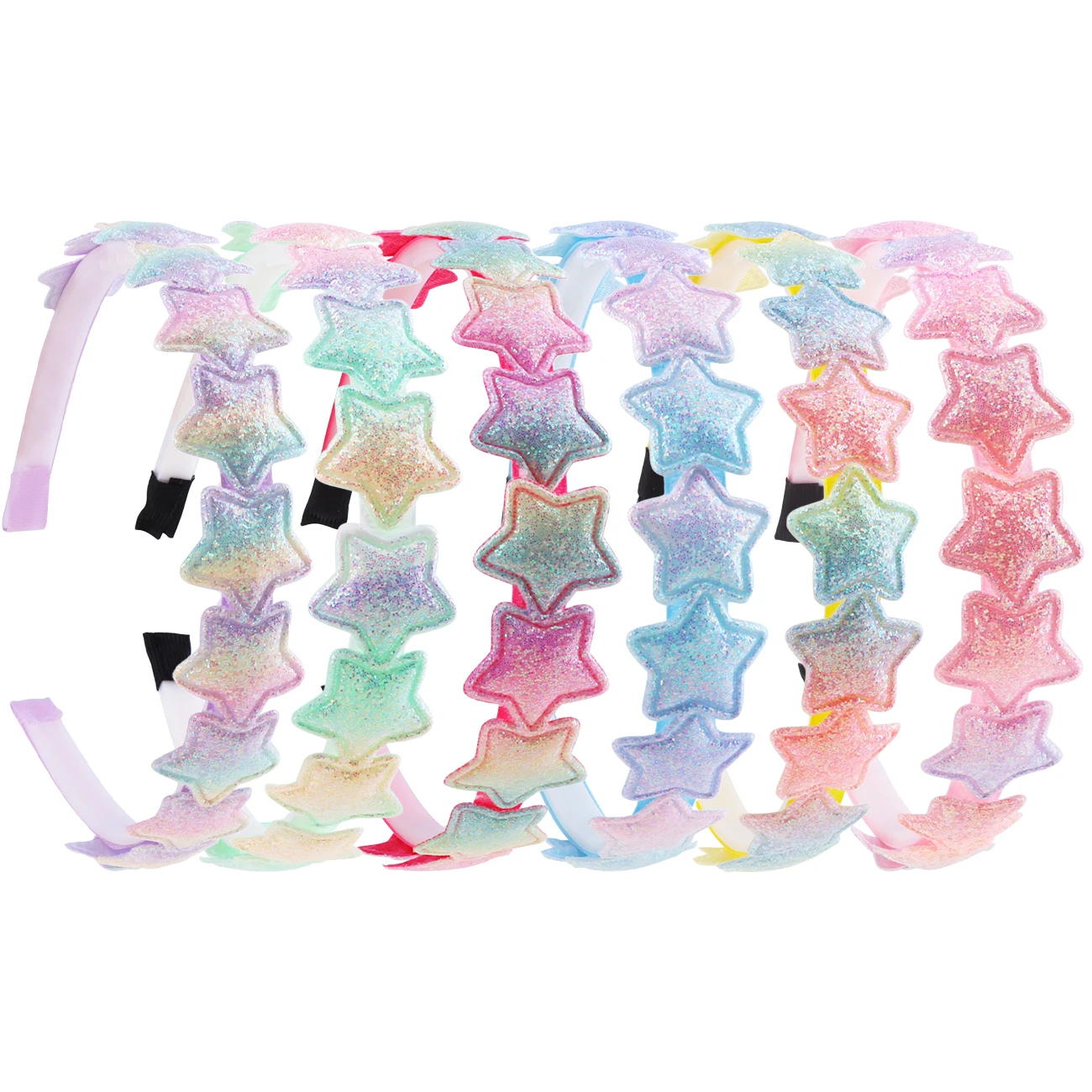 Gradient Glitter Star Headband for Girls Anti-slip Hard Hair Hoop Daily & Party Photo Prop, Sweet Princess Hair Accessories photo 1