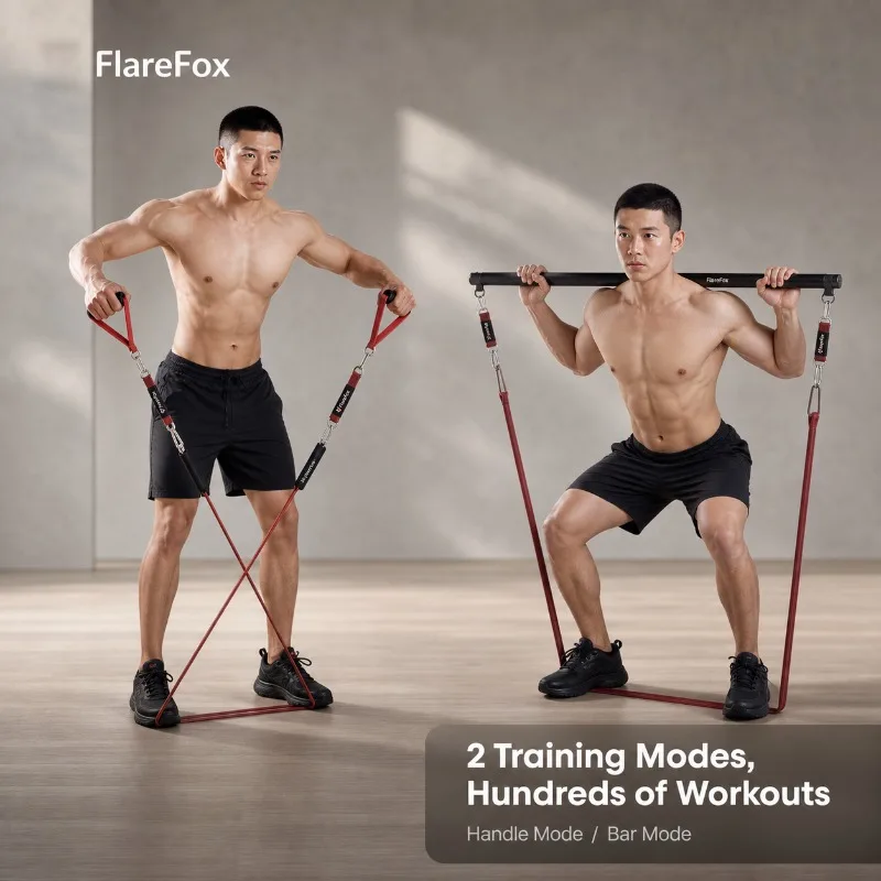 FlareFox Adjustable Multi Resistance Bands Push-pull Rod Pull-Up Assist Strap Strength Training Home Gym Equipment Workout Kit photo 2