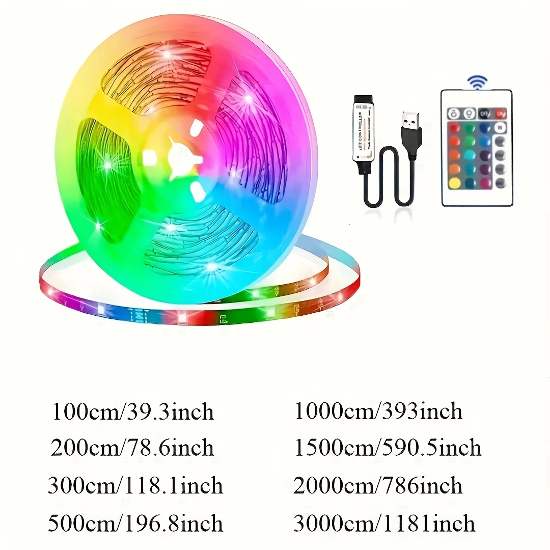 5050 RGB LED Strip 5V USB Power Supply,24-Key Remote Control/App Control, Suitable for TV Backdrops, Bedrooms, and Holiday Decor photo 3