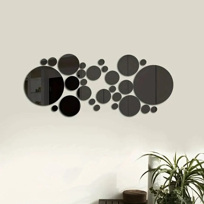 26 PCs 3D Acrylic Mirror Wall Sticker, round Mirror, DIY Bedroom, Bathroom and TV Background Room Sticker Wall Decoration photo 2