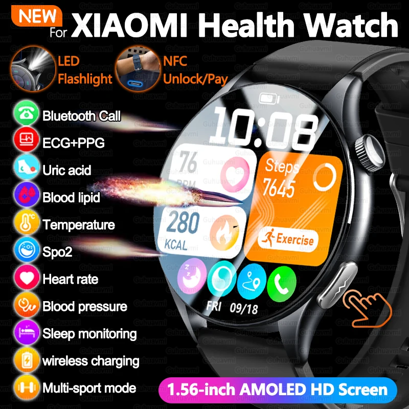 For XIAOMI 2025 New ECG+PPG Smartwatch Precise Uric Acid Blood Lipids Pressure Body Analysis Smart Watch Men BT Call NFC Watches photo 1
