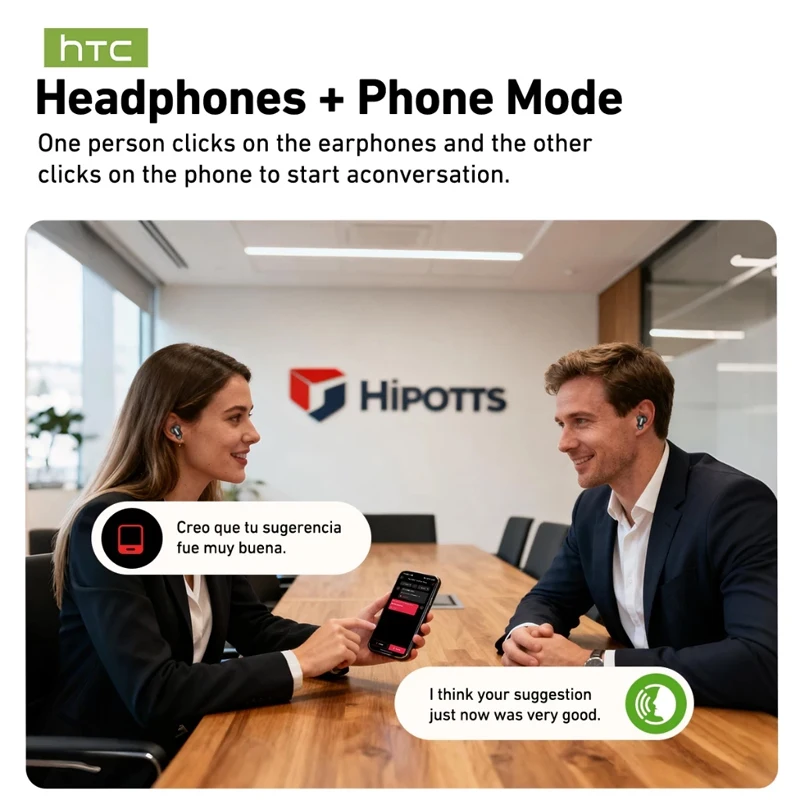 HTC NE79 Real Time Translation Earphone Bluetooth HiFi Music HD Call Noise Reduction Wireless Earbud LED Display With Mic photo 2