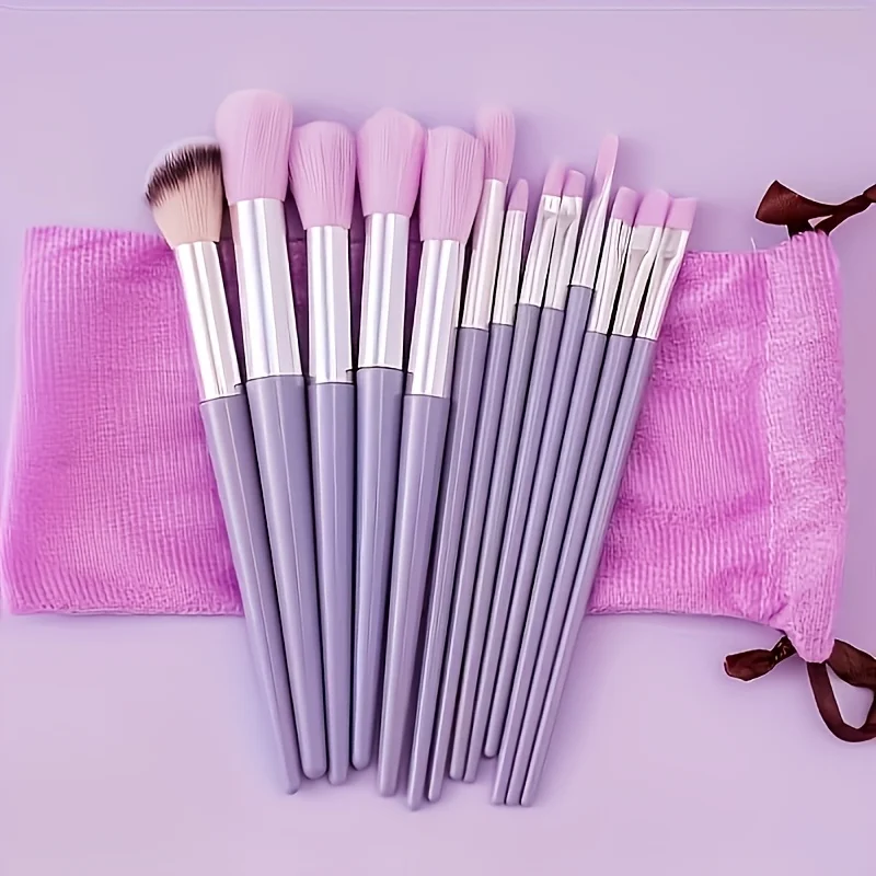 16Pcs Professional Makeup Brush Set w/ Pouch, Sponge & Puff, Soft Bristles for Foundation, Blush, Eyeshadow, 2026 New Gift photo 2