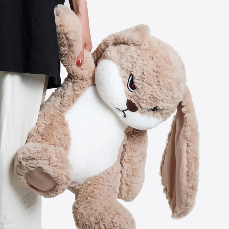 Cute Angry Bunny Plush Doll Long Ears Soft Stuffed Cartoon Rabbit Hug Pillow Bedroom Sofa Indoor Room Decoration Girlfriend Gift photo 6