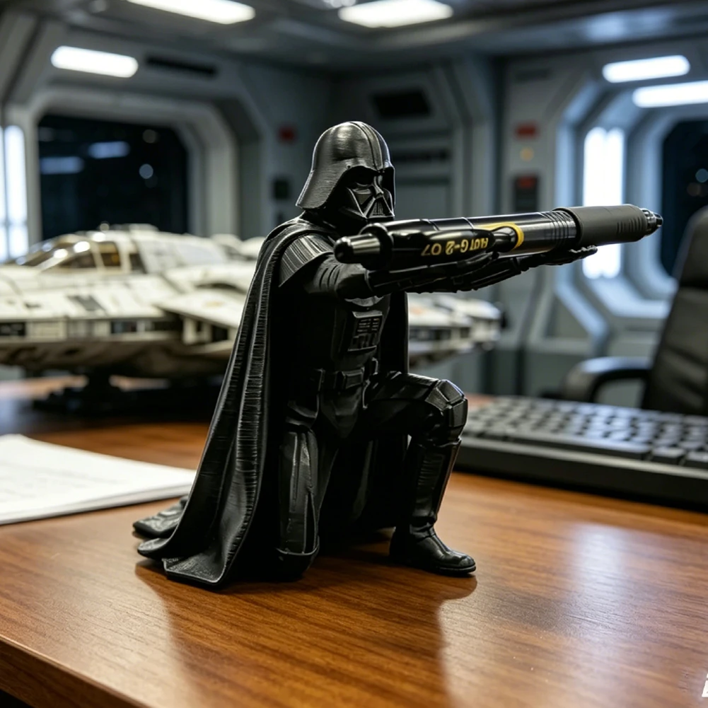 Creative Black Warrior Pen Holder Kneeling Commander Pencil Stand 3D Printed Space Warrior Desk Organizer Stationery Ornament photo 1