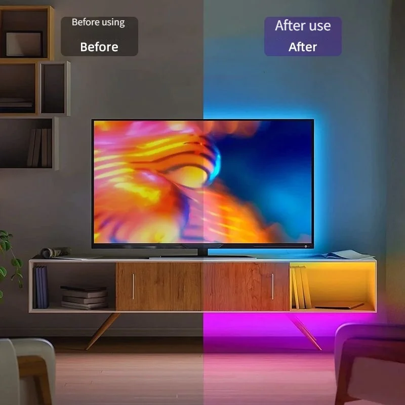 5050 RGB LED Strip 5V USB Power Supply,24-Key Remote Control/App Control, Suitable for TV Backdrops, Bedrooms, and Holiday Decor photo 6