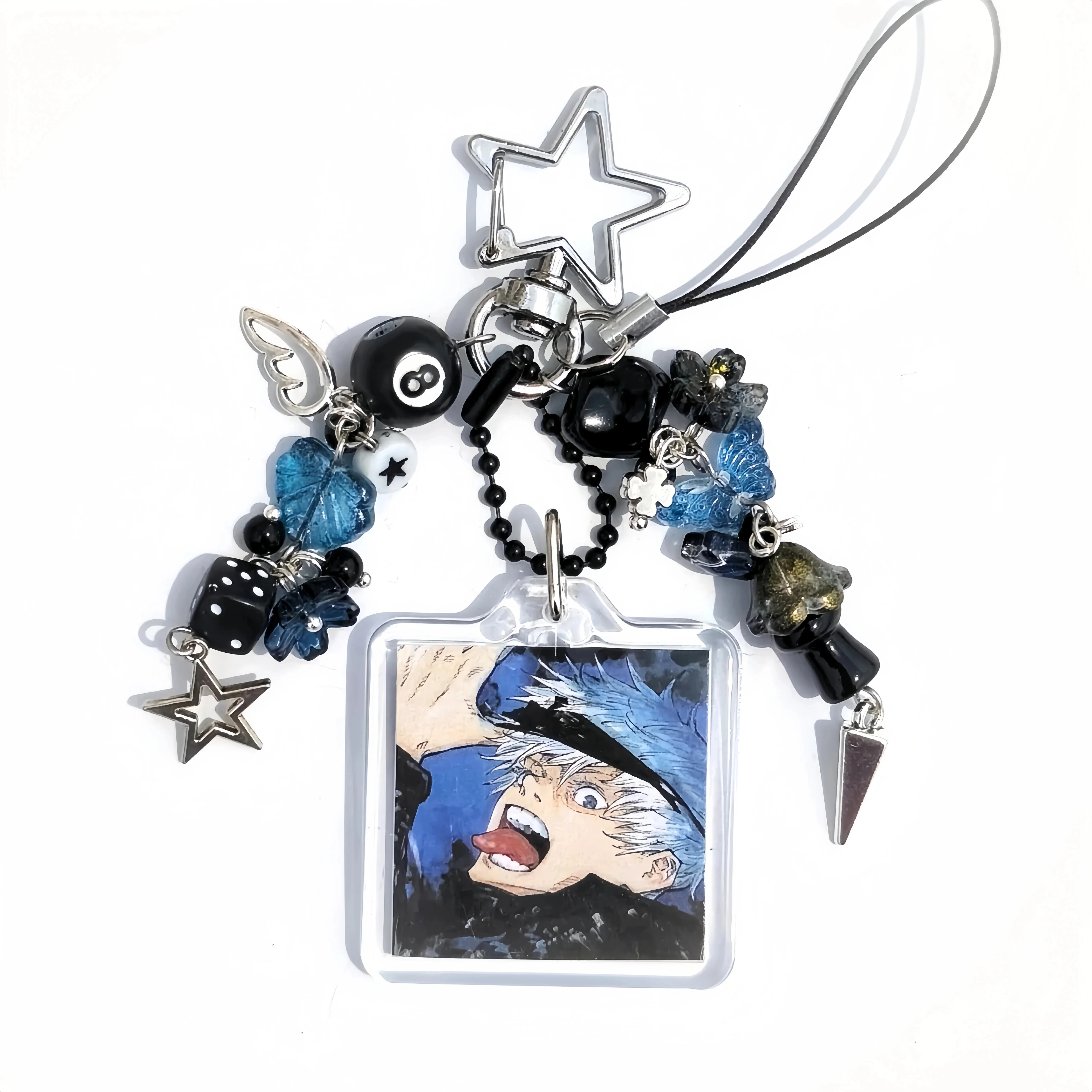 JJK DIY Anime Character Photo Keychain Y2K Cool Acrylic Bag Phone Pendant photo 3