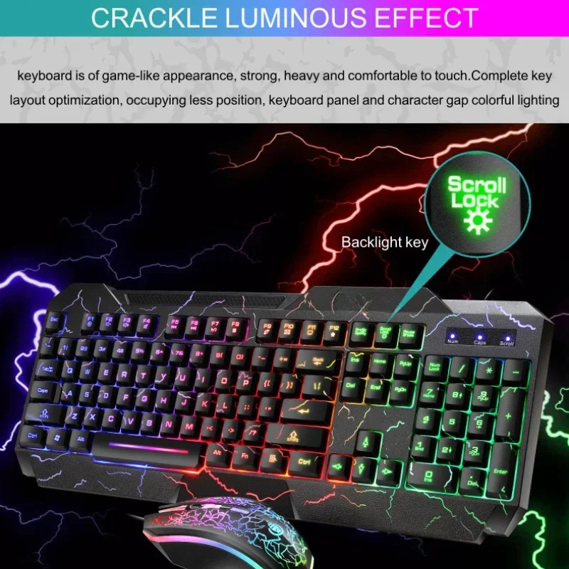 Computer Desktop Wired Gaming Keyboard Mouse Mechanical Feel Led Light Backlit Keyboard Mouse Combos photo 5