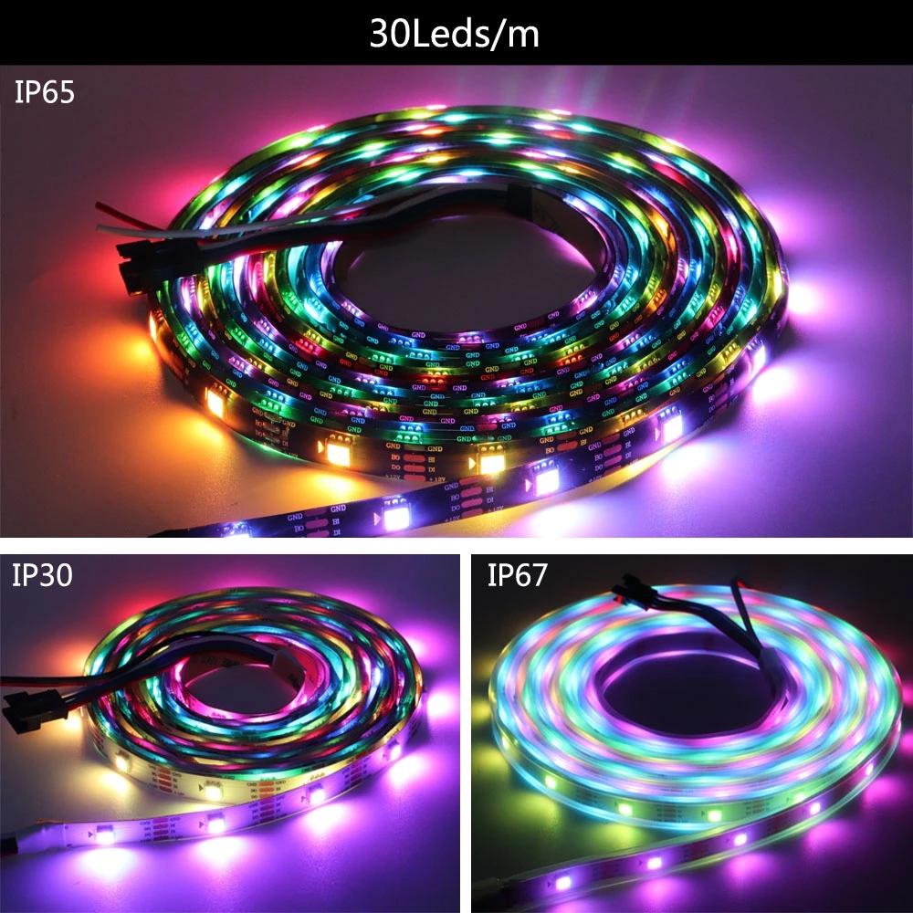 WS2812B WS2811 WS2813 WS2815 5050 RGB Smart LED Strip Lights WS2812 Individually Addressable IC 30/60/144Pixels/Leds/m Tape photo 4