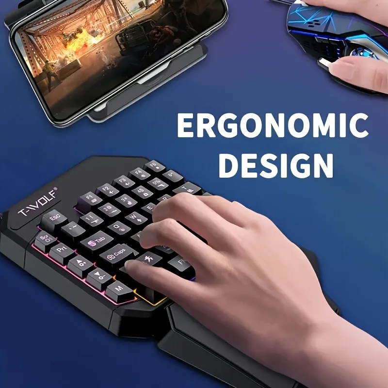 2 In1TF900 Gaming Keyboard and Mouse Set Ergonomic Wireless Gaming Keyboard 7 RGB Backlighting, for PUBG Mobile Games /Laptop photo 4