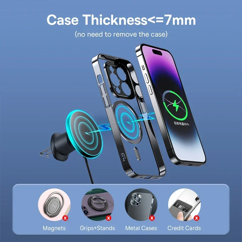 Baseus Magnetic Wireless Charger Car Phone Holder 15W Fast Charging Wireless Car Charger Holder For iPhone 16 15 14 13 Car Mount photo 3