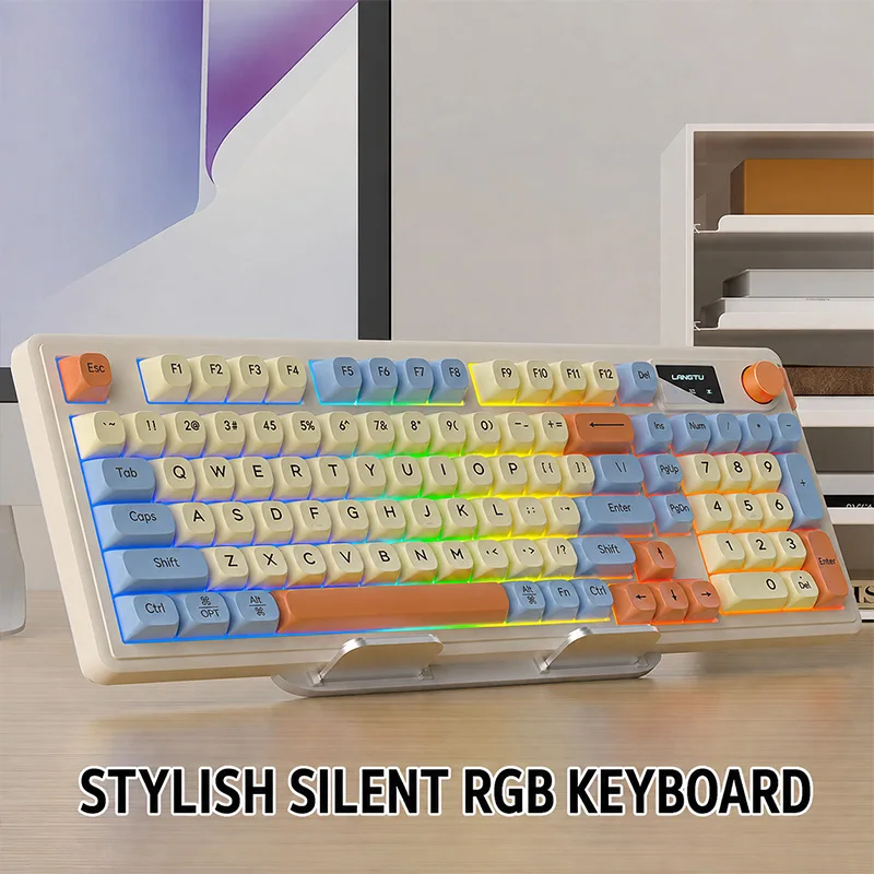 L98 Wired Keyboard 98 Keys Mechanical Feel Rgb Gaming and Office Keyboard Dust-Proof Structure with Display and Multi-Function Knob Suitable for Pc and Laptop photo 3