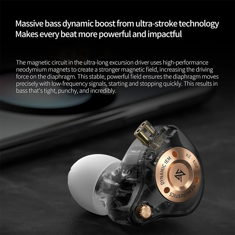 KZ EDZ Earphones Ultra Wide Frequency IEM Dual Damping Wired Headphones HiFi Bass Earbuds Gaming Headset With Mic PK EDX PRO X photo 6