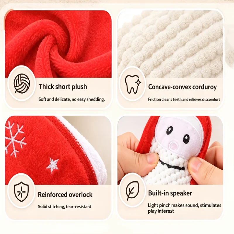 Cute Christmas Stocking Pet Squeaky Plush Toy Vocal Teeth Grinding Dog Chew Toy for Small Medium Large Dogs photo 5