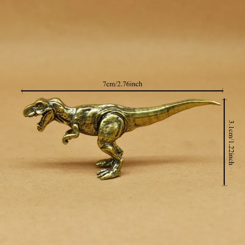 Brass T-Rex Dinosaur Figurine: Mini Metal Statue, Desktop Decor, Collectible Gift photo 2