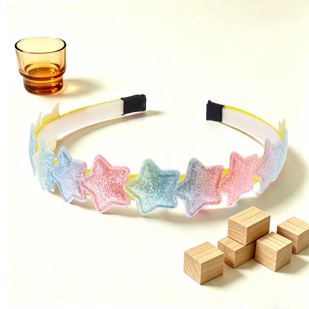 Gradient Glitter Star Headband for Girls Anti-slip Hard Hair Hoop Daily & Party Photo Prop, Sweet Princess Hair Accessories photo 3
