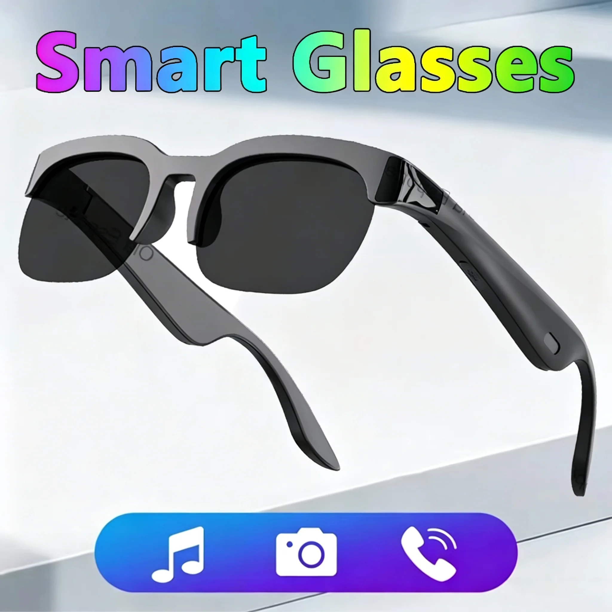 New Camera Control Smart Glasses 2026 Music Sunglasses Headphones Wireless Bluetooth Call Headset HIFI Audio Glasses For Android photo 1