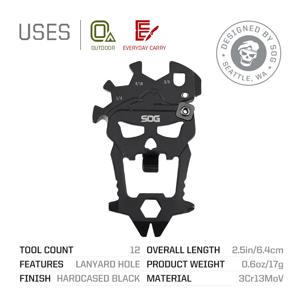 SOG 12 in 1 MACV EDC Multi-tool Stainless Steel Keychain Pocket Gadget Portable Mini Multifunctional Tools with Bottle Opener Screwdriver Wrench Cutter For Cycling Camping Outdoor DIY Household Emergency Repair Men / Women Gift 2Pcs Set photo 2