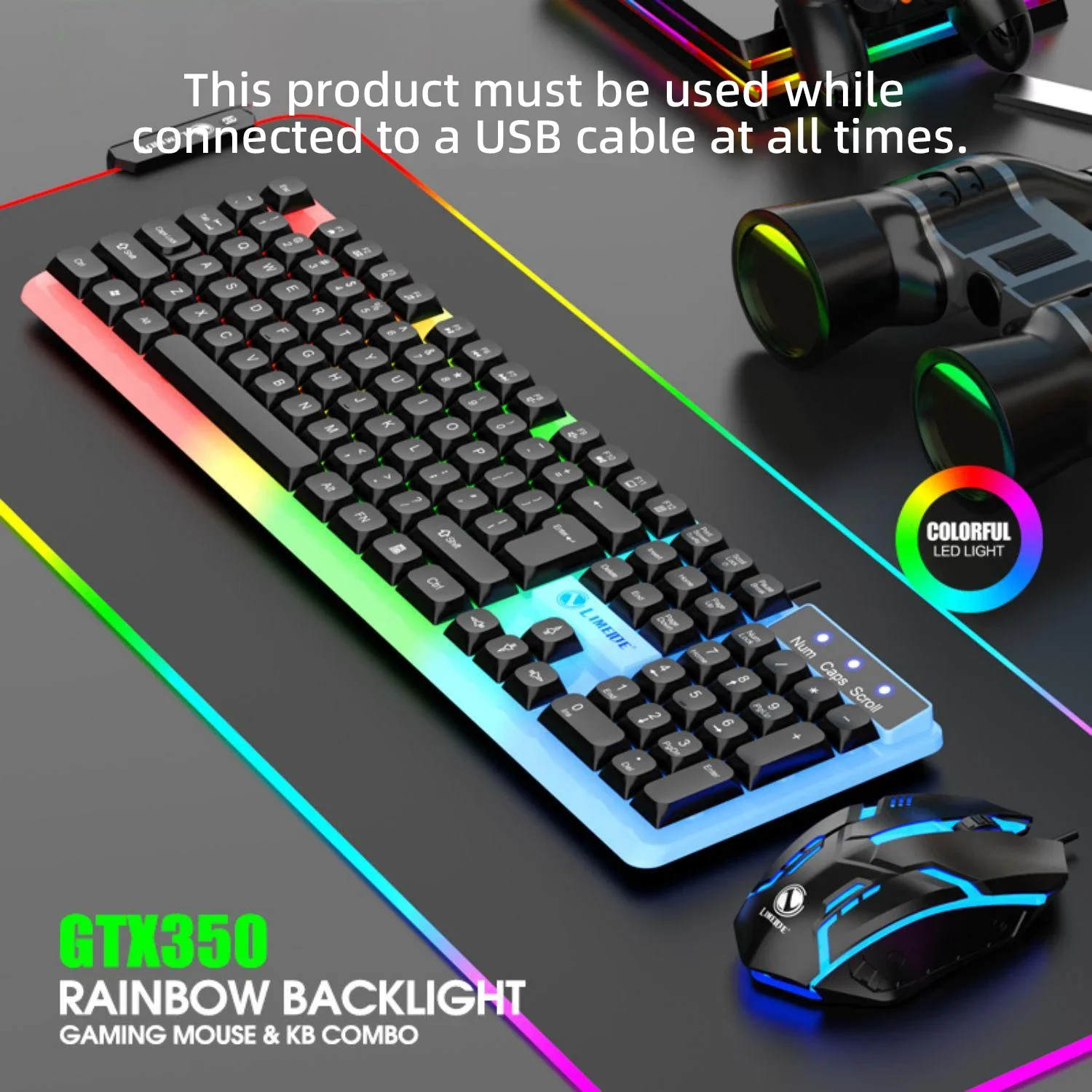 Mechanical Feel Keyboard and Mouse Set, with RGB LED Backlight, USB Wired - 104 Keys - Ideal Choice for Gaming and Office photo 2