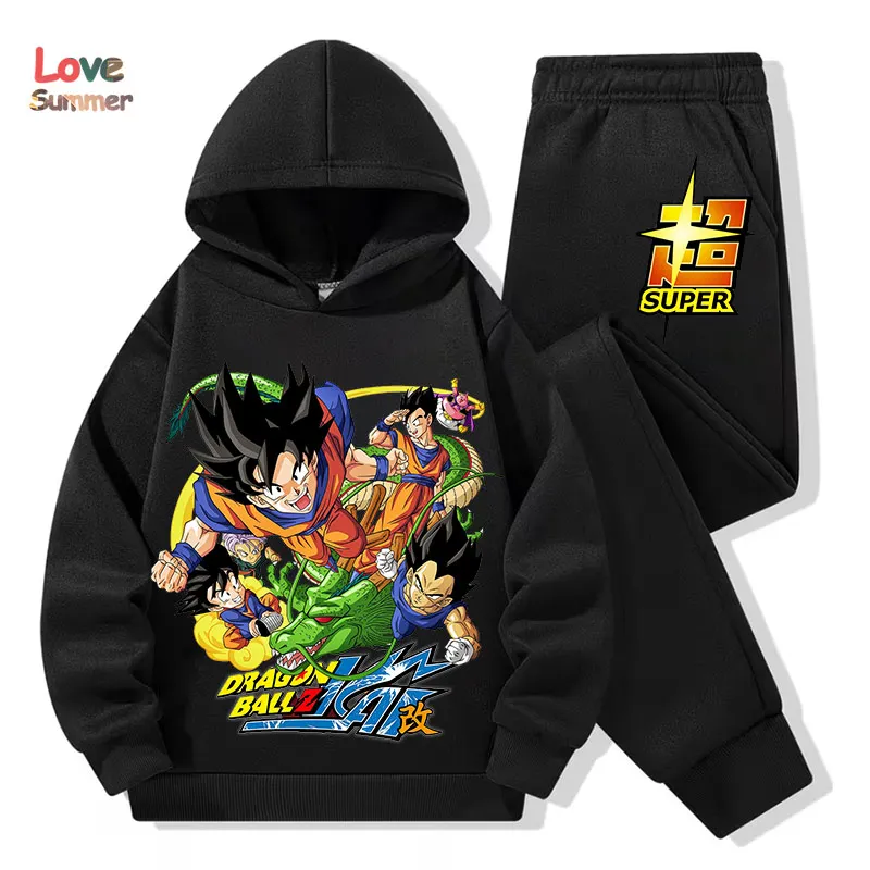 Anime hoodie pant 2pcs3-14 Years Kids Tracksuit DragonBall Clothes Goku Hoodie Boys Girls Sporty suit Ideal Daily Outdoor Wear photo 4
