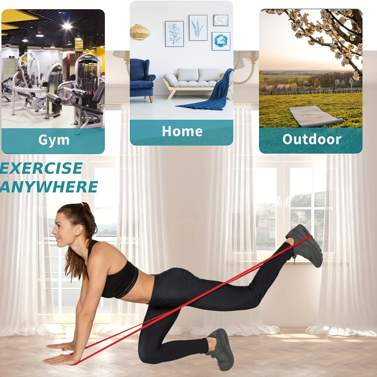 ​​1pc Stackable Heavy Tension TPE Resistance Band Set - Anti-Snap for Home Gym Muscle Strength & Body Stretching​​  Yoga Gym photo 4