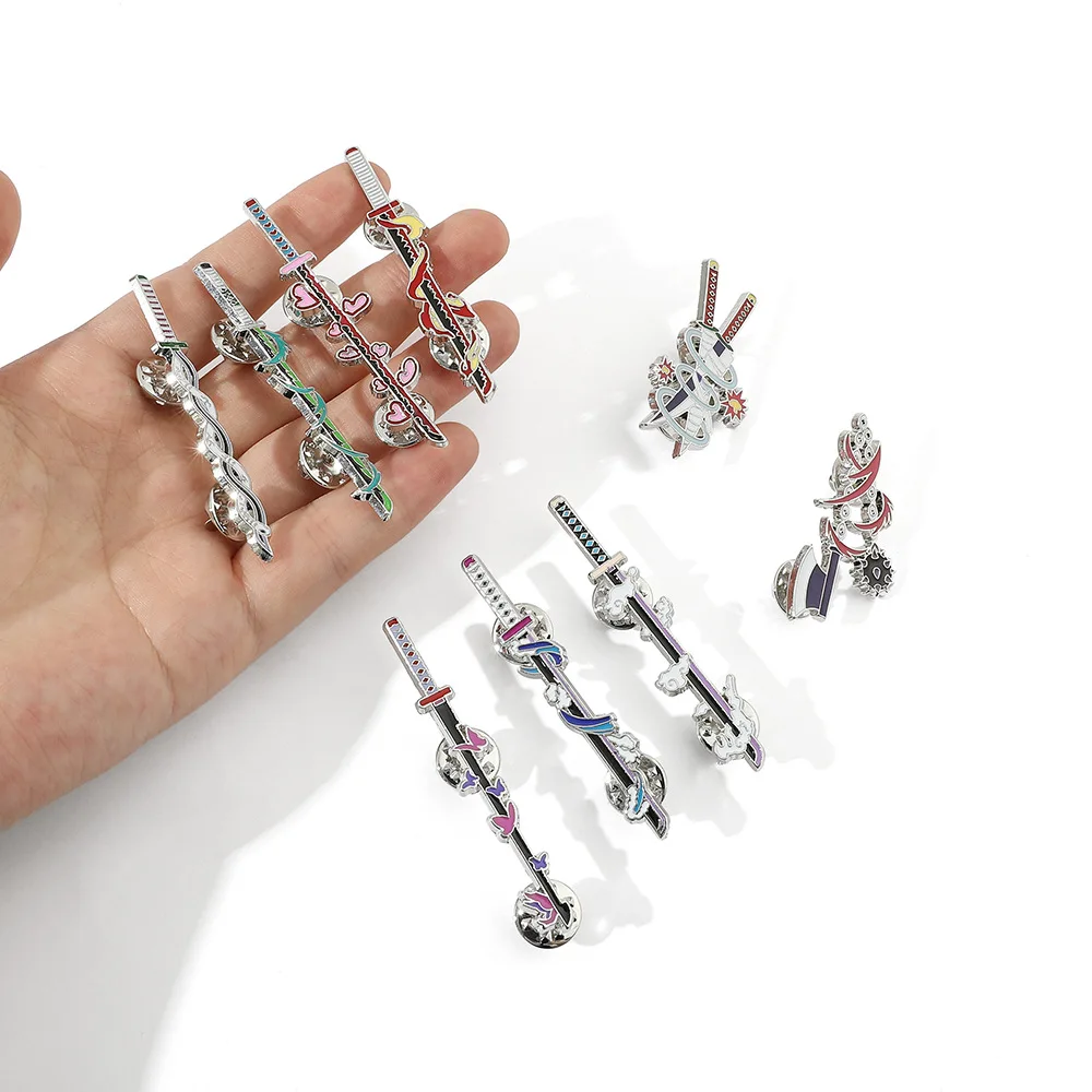 9Pcs/Set Anime Ghost Kill Team Samurai Sword Enamel Brooch 9-Pillar Metal Badge Lapel Pin Cosplay Jewelry Accessories Gifts photo 2