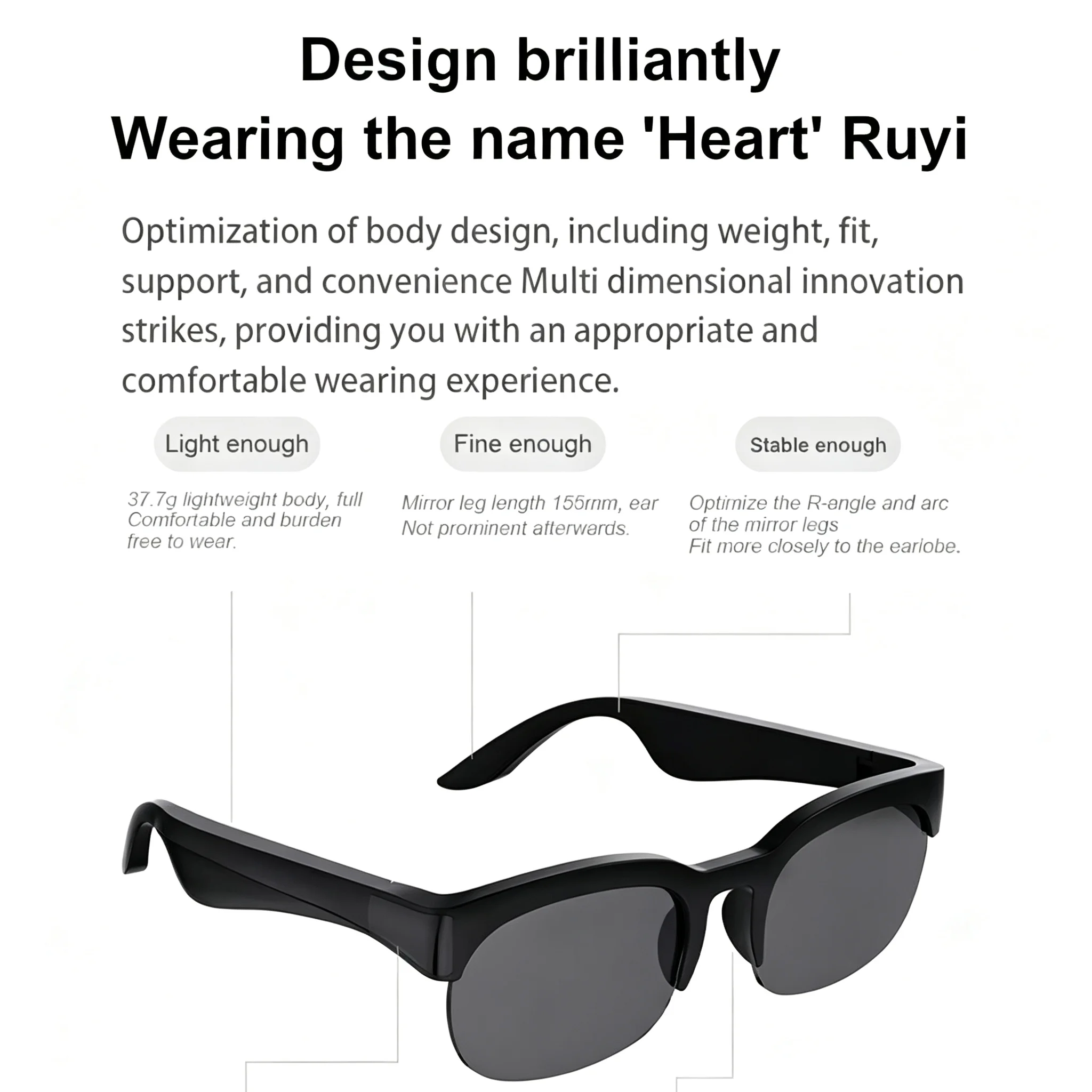 New Camera Control Smart Glasses 2026 Music Sunglasses Headphones Wireless Bluetooth Call Headset HIFI Audio Glasses For Android photo 6