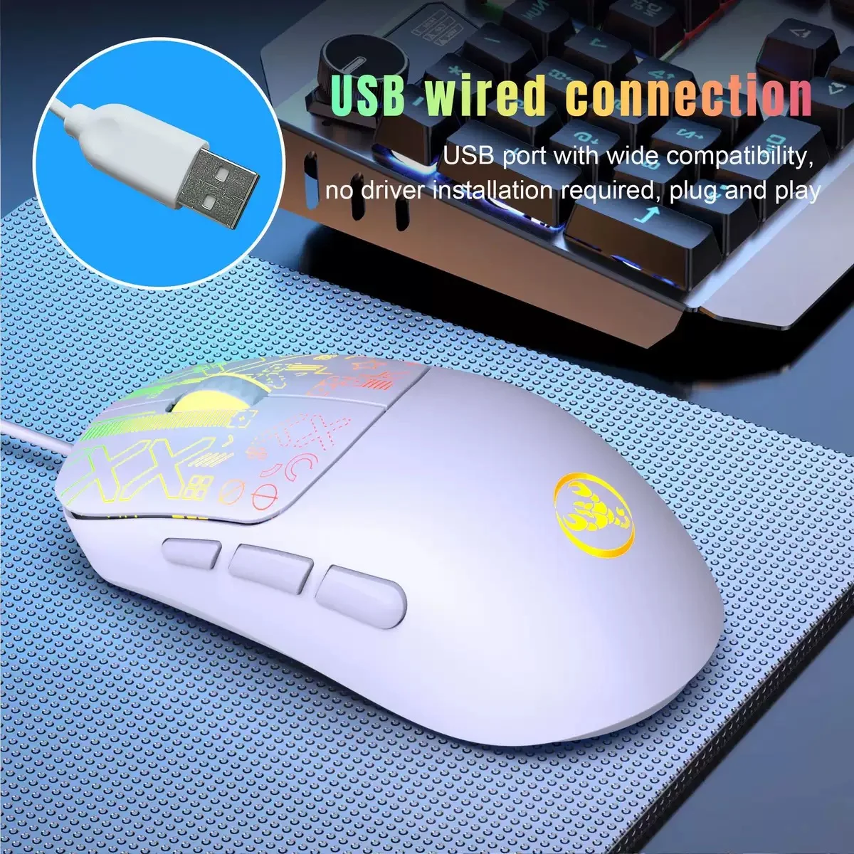 RGB Backlit Wired Gaming Keyboard Mouse Combo (68-Key) photo 6
