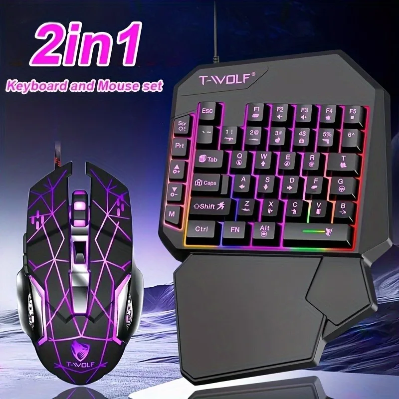 2 In1TF900 Gaming Keyboard and Mouse Set Ergonomic Wireless Gaming Keyboard 7 RGB Backlighting, for PUBG Mobile Games /Laptop photo 1