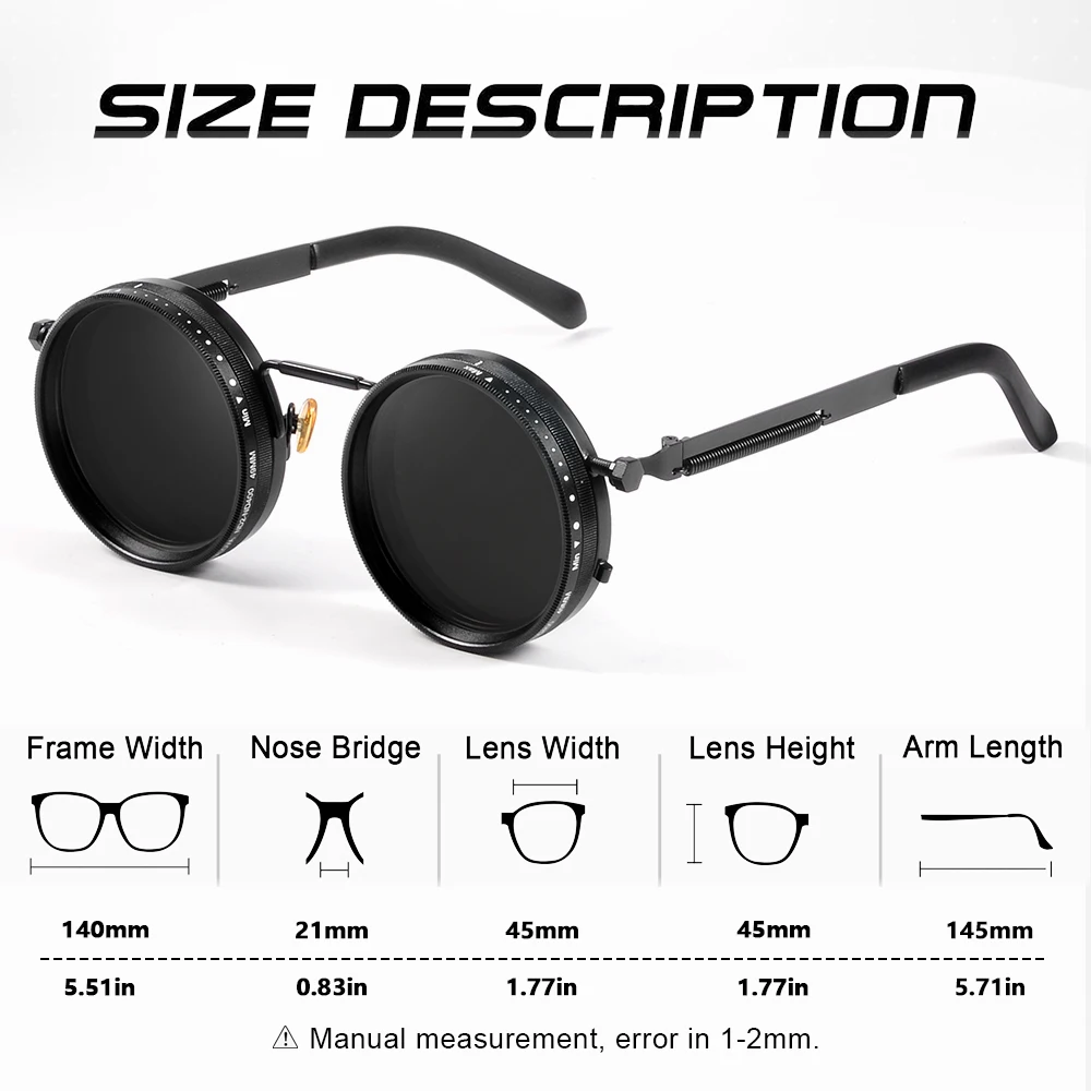 CRIXALIS Polarized Round Sunglasses ND9 Adjustable Dimming Men Women Retro Punk Men's Fishing Eyeglasses Outdoor Shades UV400 photo 2